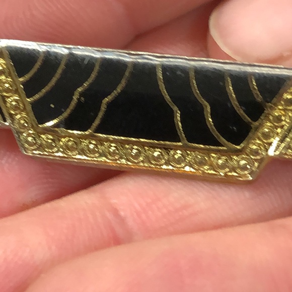 Retro Deco Style Black Enamel Rhinestone Brooches (2) - Picture 9 of 14